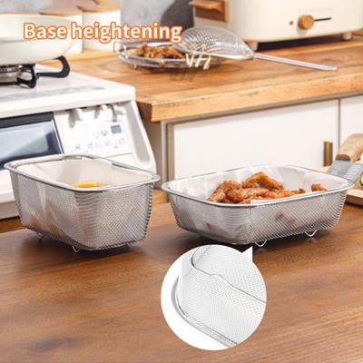 Корзина для жарки с мелкой сеткой, термостойкое нержавеющее сито, прямоугольная, из нержавеющей стали, для фильтрации масла, сетка для слива, кухонные принадлежности