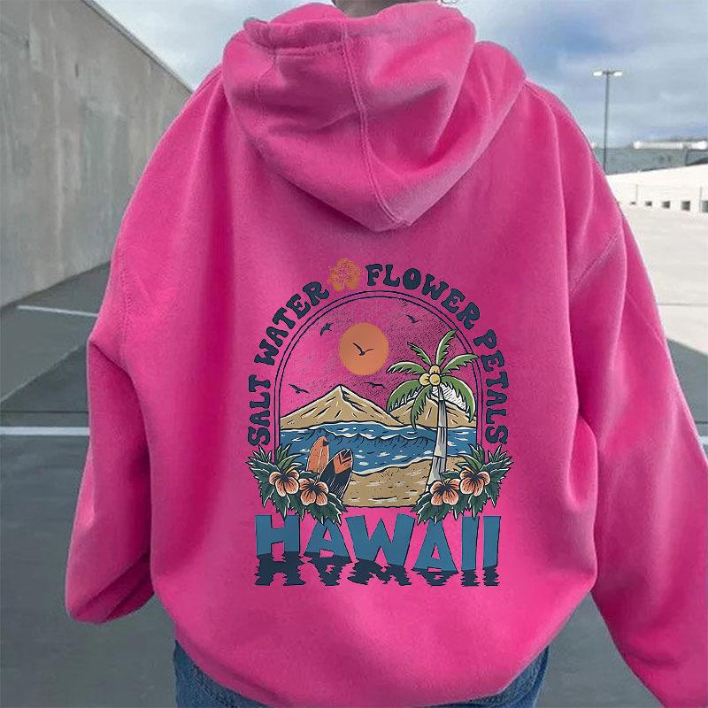 Толстовка с капюшоном и принтом лепестков цветов соленой воды Гавайи