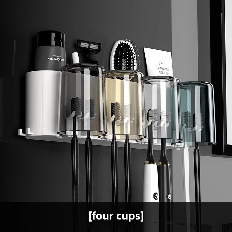 Настенный держатель для зубной щетки и зубной пасты без проколов с чашкой для ополаскивателя полости рта