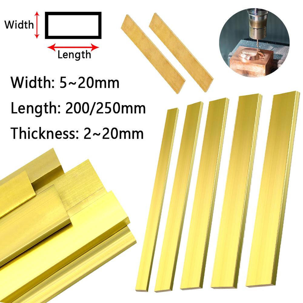 H59 Brass Flat Bar Plate Strip Thicknesses 2mm 4mm 6mm 8mm 10mm 20mm Pure Copper Solid Metal Plates Material Length 200mm/250mm