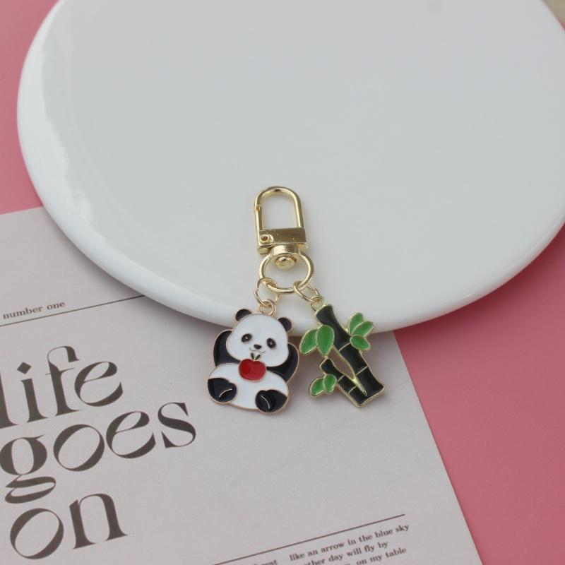 Cute Panda Keychain Metal Cartoon Style Bag Pendant for Collectible Souvenir