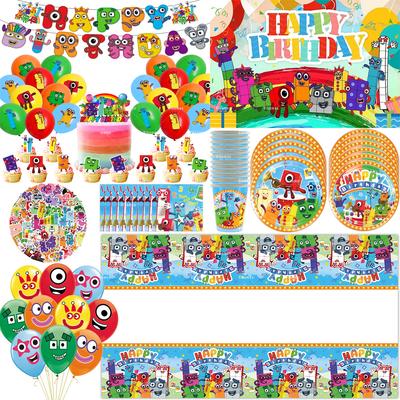 Новый 1 набор принадлежностей для вечеринки Numberblocks Телешоу Цифровые латексные шары Игрушка Декор Счастливого дня рождения Баннер Гирлянда Топпер для торта Шарик
