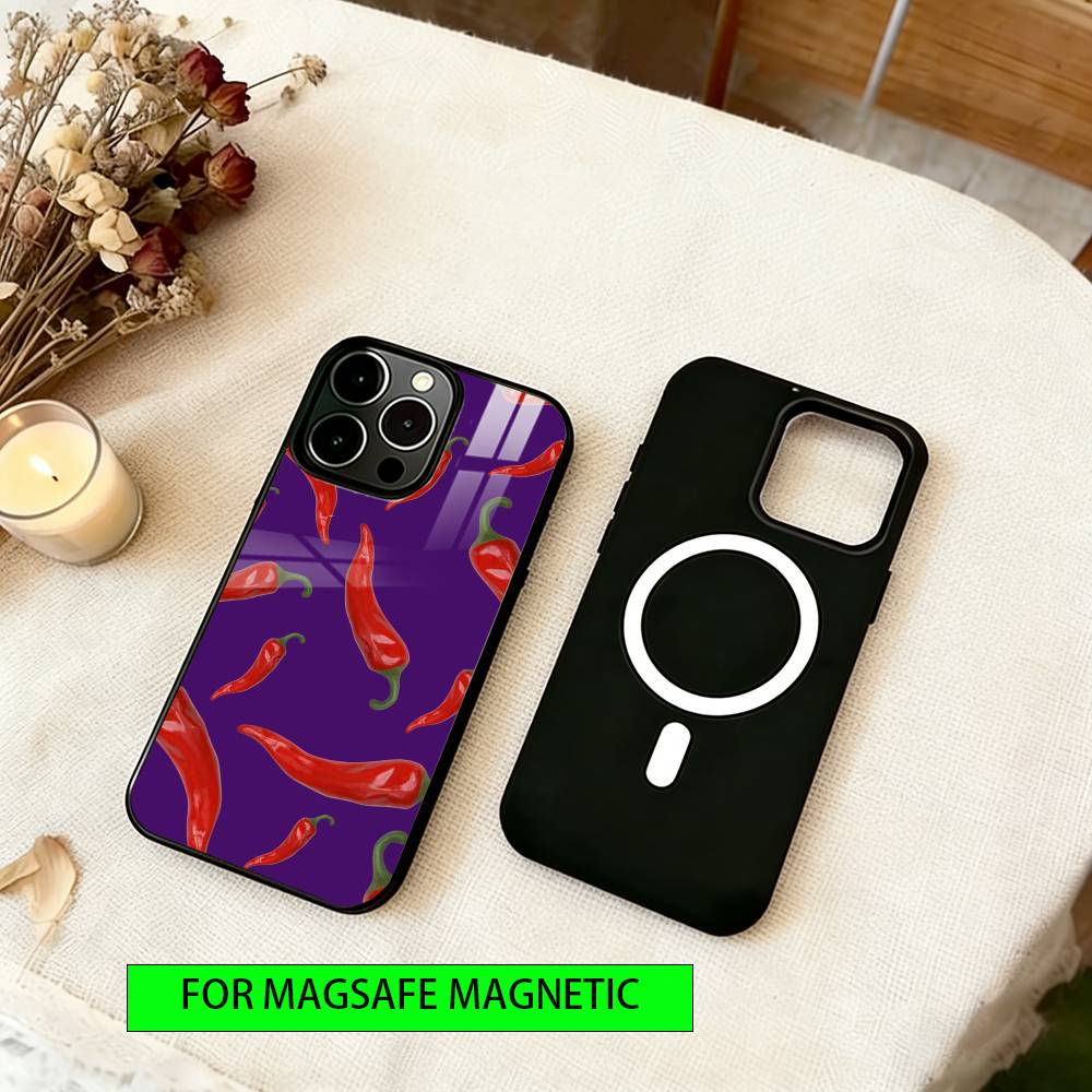 Чехол Красный Перец Чили для iPhone 17, 16, 15, 14, 13, 12, 11 Plus, Pro Магнитный Для Magsafe Беспроводной Зарядки