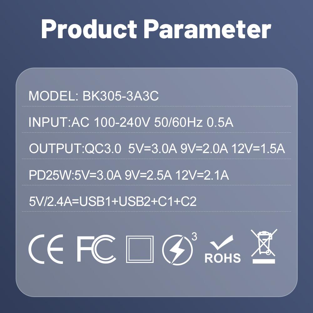 25 Вт 3 USB 3 PD Зарядное устройство Быстрая зарядка QC3.0 Дорожное зарядное устройство для iPhone Samsung Xiaomi Адаптер для мобильного телефона Вилка EU/US/UK