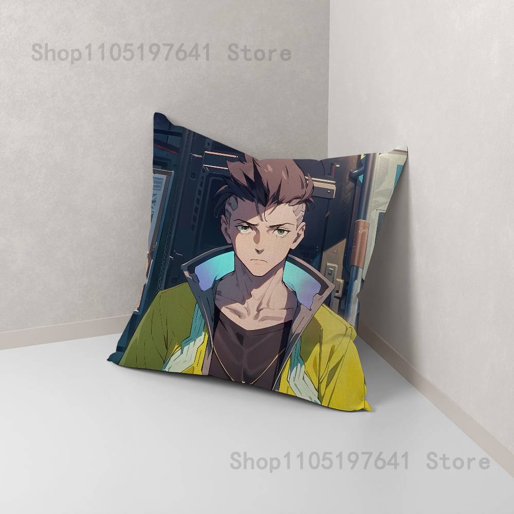 E-Edgerunners Game Cyberpunk (4) Pillow Case Plush Pillow Cases Home Decoration Pillow Cover for Sofa Bed Chair Living Room