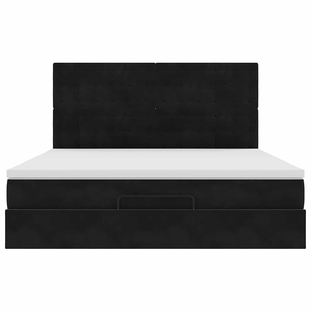Ottoman Bed with Mattress & LEDs Black 180x200 cm Velvet