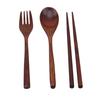 3pcs/set Wooden Cutlery Set Kitchen Dinning Spoon Chopsticks Fork Wood Flatware