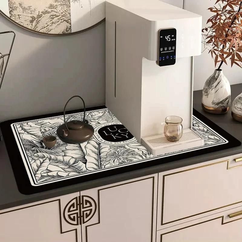 Коврик для слива кофе Резиновый коврик Простой суперабсорбирующий коврик для посуды Бутылочная тарелка Кухонный коврик для сушки посуды Коврик для столовых приборов