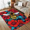 Red Flower Bee Creativity Print Carpet for Living Room Bedroom Bedside Sofa Table Floor Mat Home Area Rug Decoration Large Size