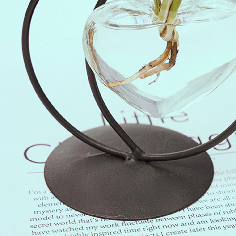 Simple Cat Iron Art Hydroponic Plant Vase Clear Glass Vase Plant Flower Pot Flower Arrangement