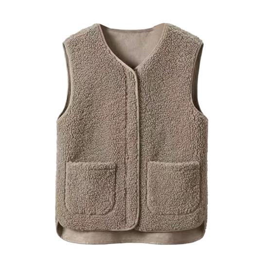 Женский жилет осень-весна с круглым вырезом, толстый флис, карманы, однотонный, без рукавов, застежка-молния, ретро, теплый, для офиса, улицы, дома, отпуска, многослойный жилет