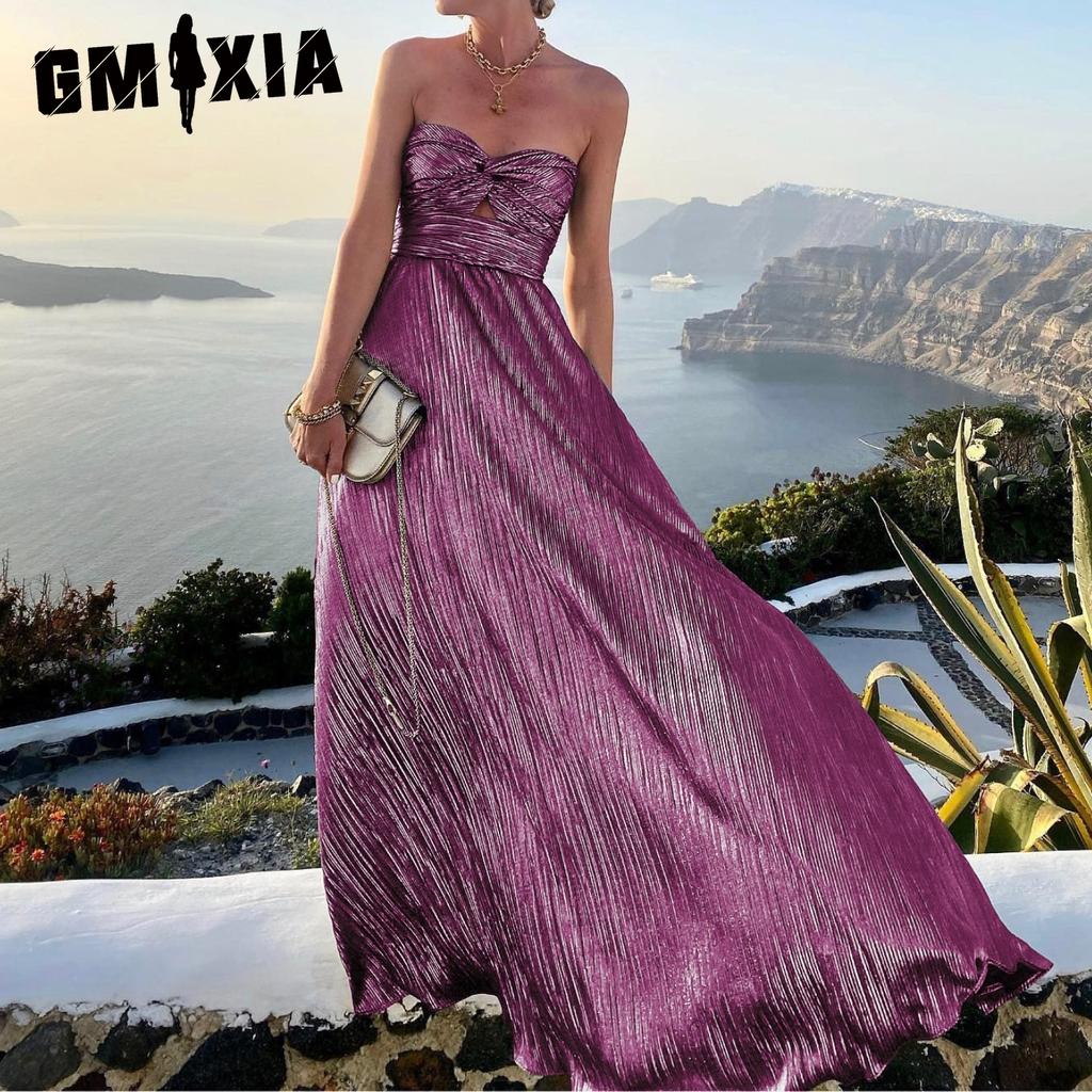 GMXIA Женская мода лето весна однотонный принт без рукавов на одно плечо с высокой талией повседневные платья