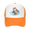 Mesh Dad Hat Adjustable Washed Cute Sea Otter Floating Water Baseball Dad Cap Funny Distressed Ball Trucker Cap for Women Unisex