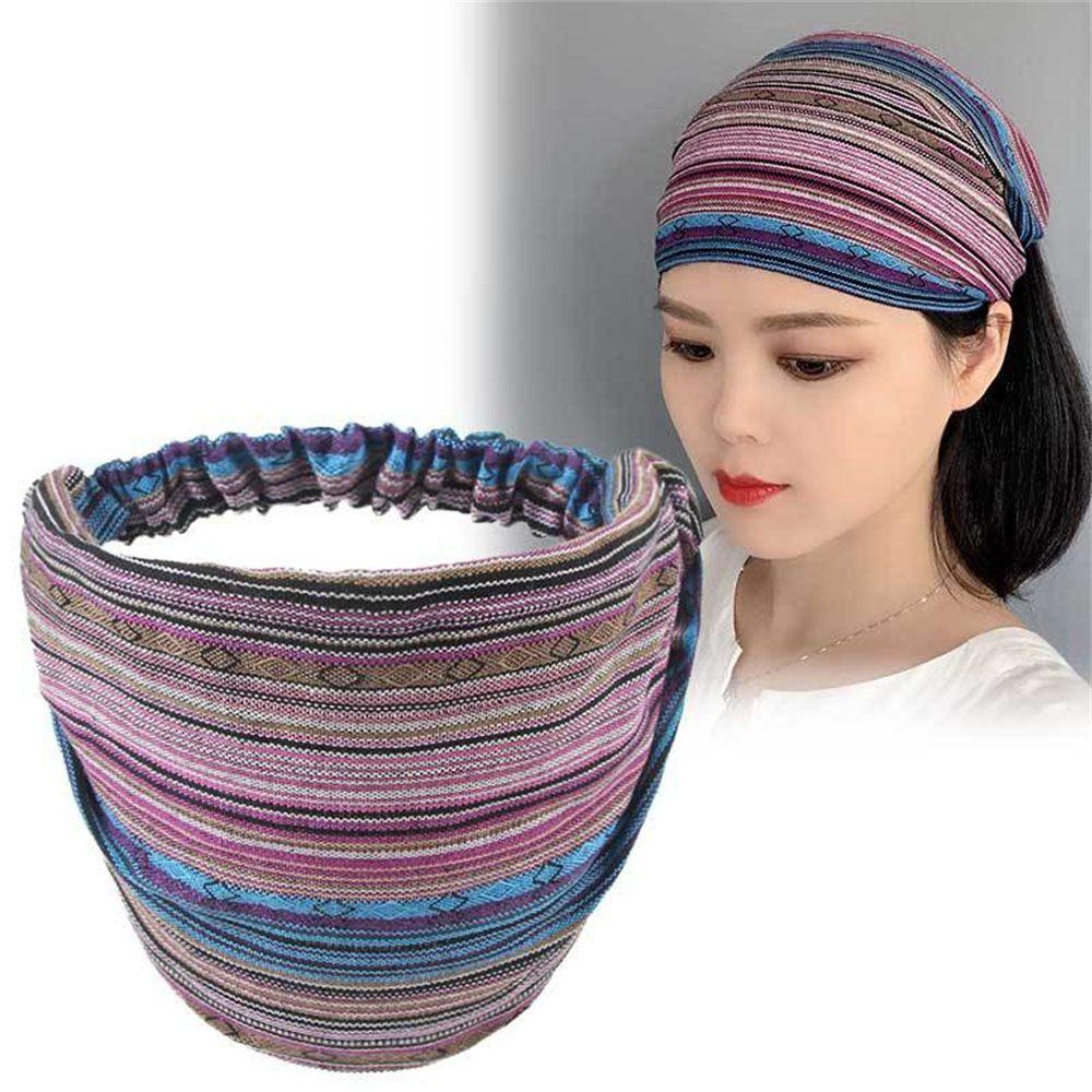 Trend Elastic Hair Bands Striped Wide Head Wrap Turban H Eadband Hair S Carf