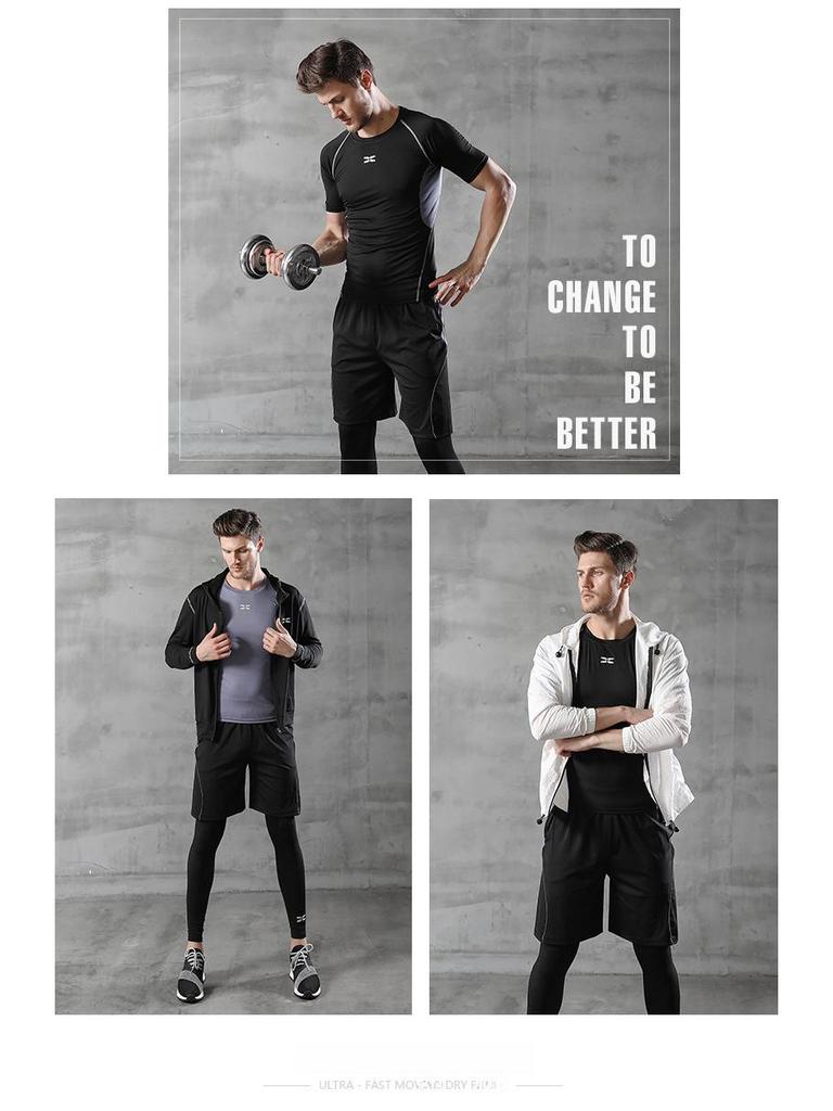 Мужские весенне-летние фитнес-тайтсы и спортивный костюм 2021 года для бега, тренажерного зала и баскетбола