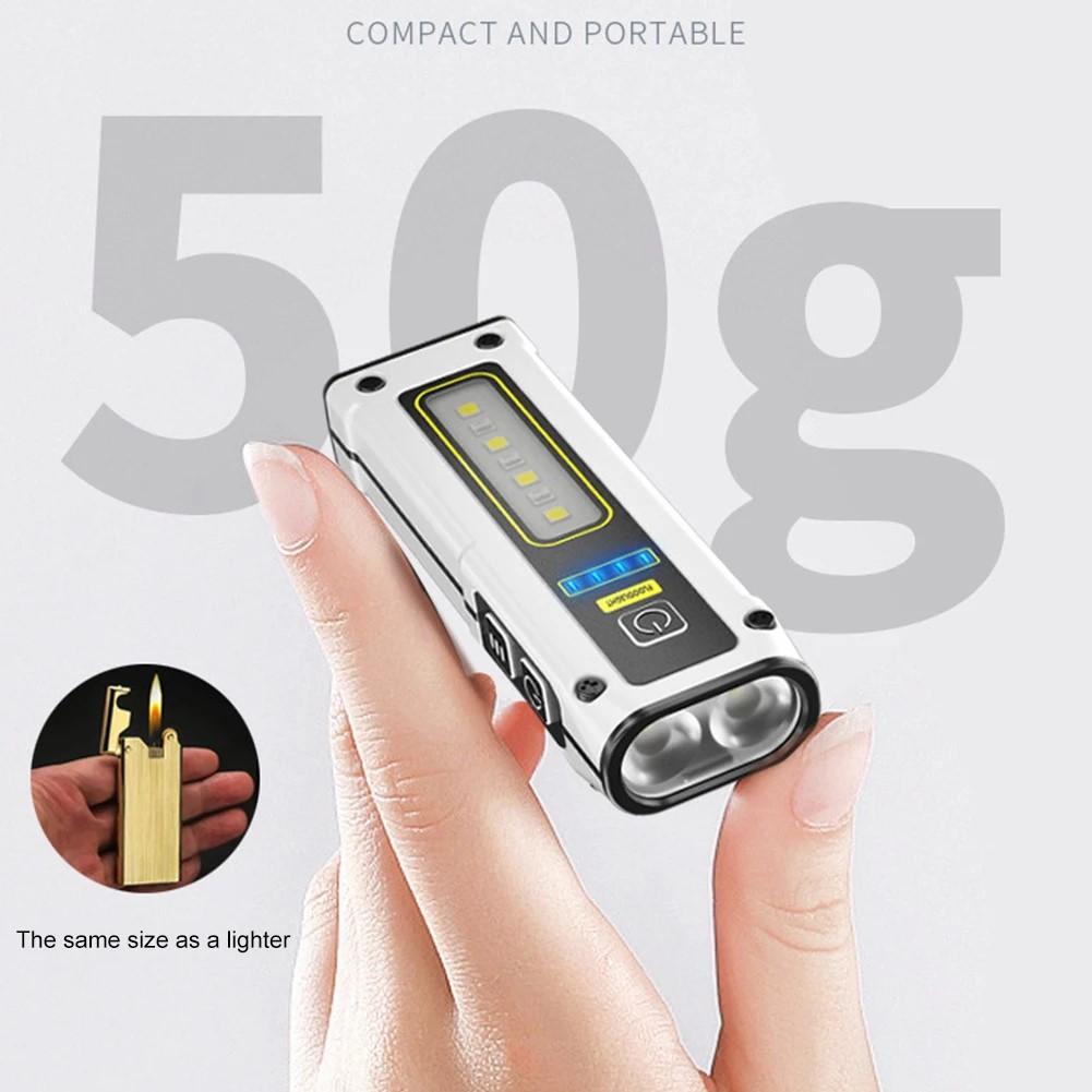 Мини-фонарик из алюминиевого сплава с двумя источниками света, быстрая зарядка TYPE-C, многофункциональный рабочий фонарь с магнитом, аварийный фонарик