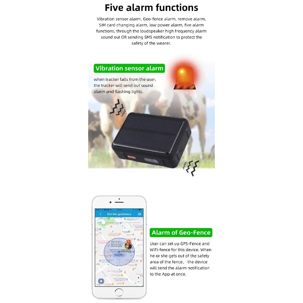 RF-V44 Солнечный GPS-трекер для фермы 4G LTE Real-time GPRS Локатор IP67 Водонепроницаемый Аккумулятор 9000 мАч для Крупных Животных Лошади Коровы Овцы