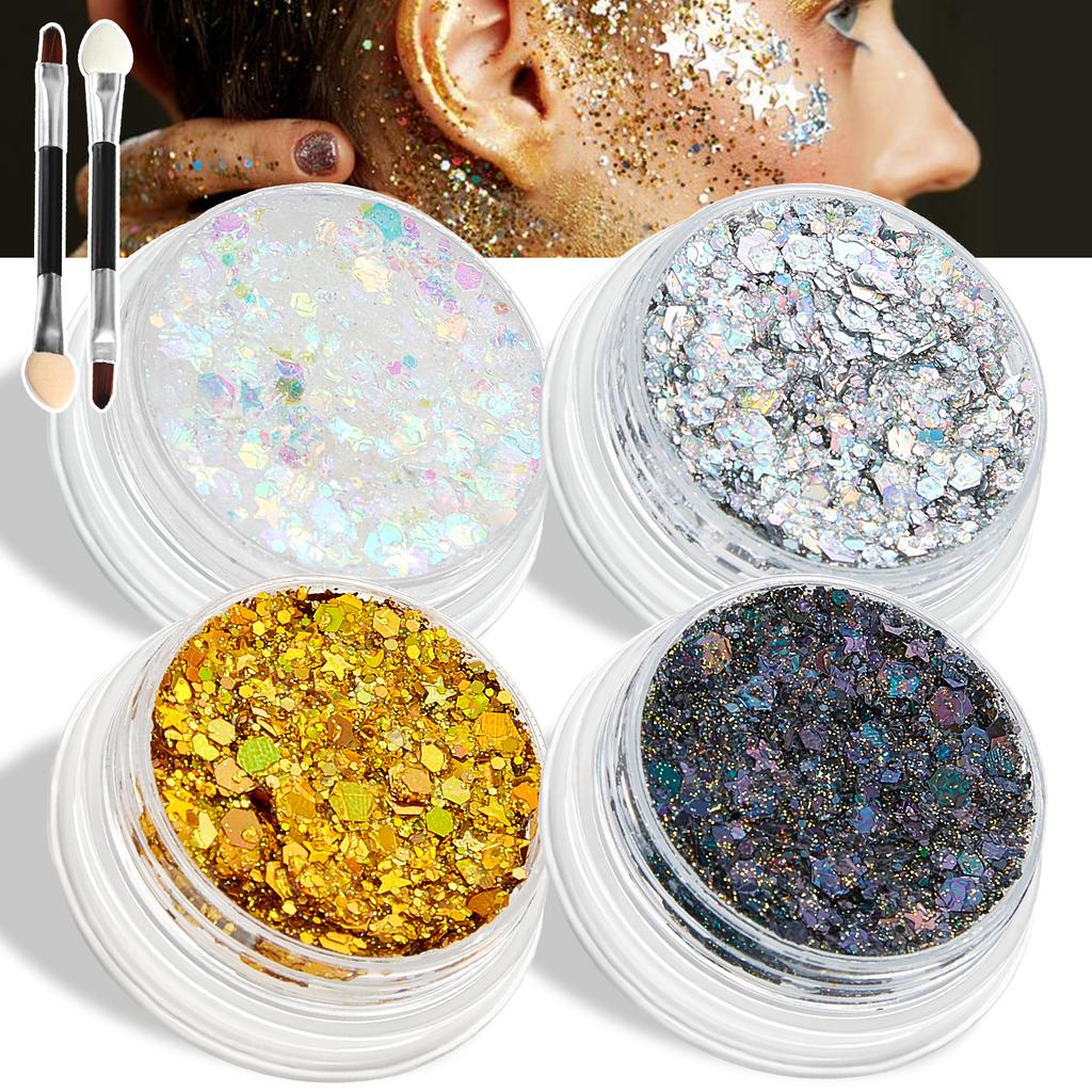 Popular Sequins Gel Glitter Gel Body Facial Hair Eye Stage Makeup Highlight Powder Sequins