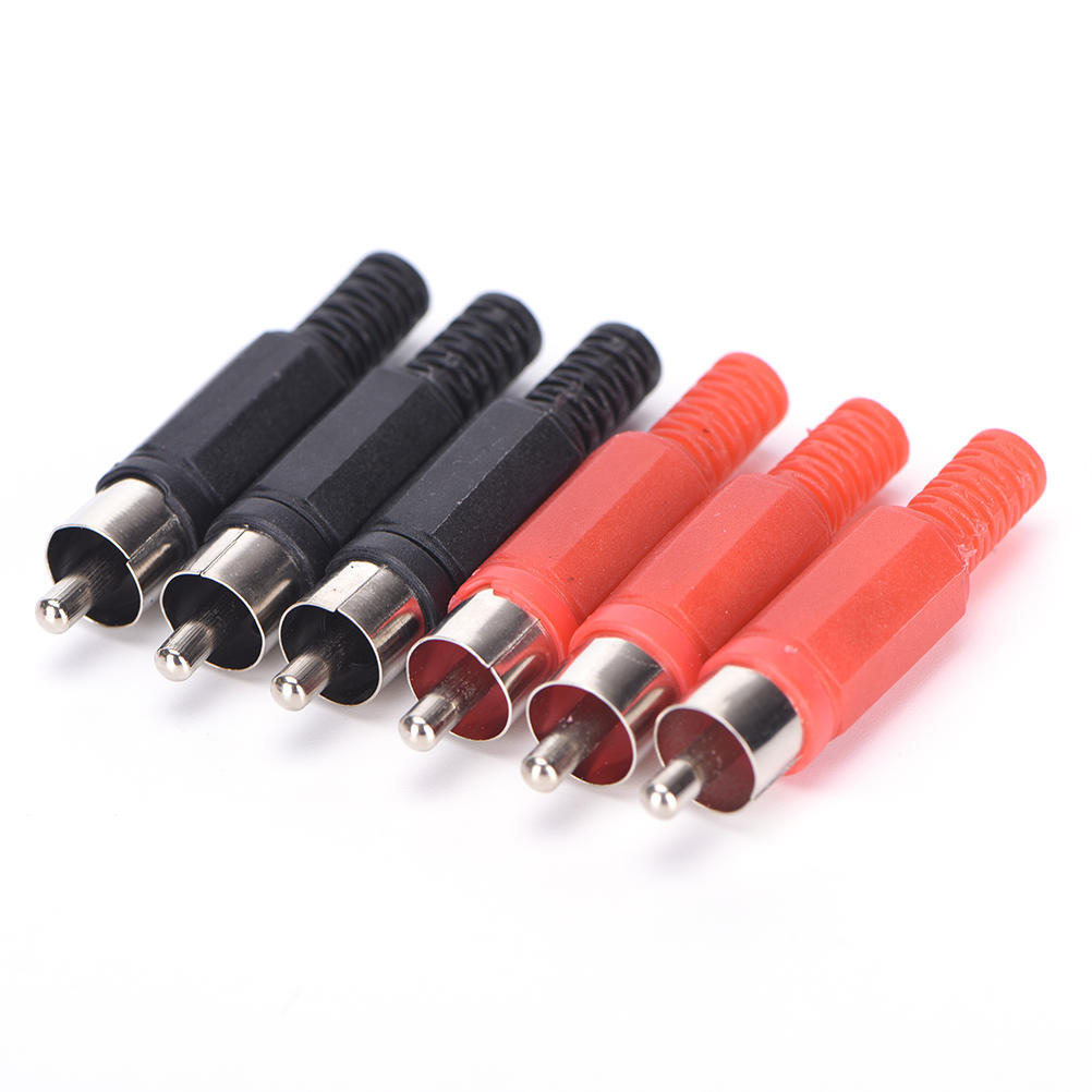 20 Pcs Black & Red Solder Rca Male Plug Audio Video Adapter Connector