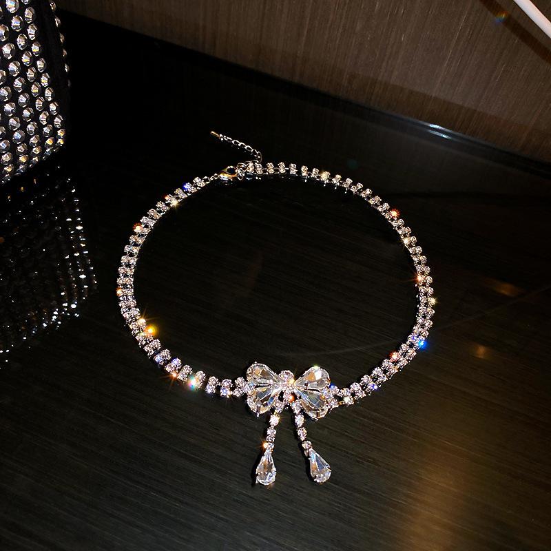 Подвеска-капля в форме сердца, чокер со стразами - Элегантное женское ожерелье