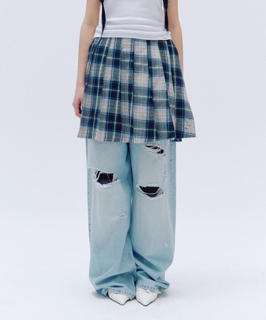 Trip Shop Wide Checkered Skirt