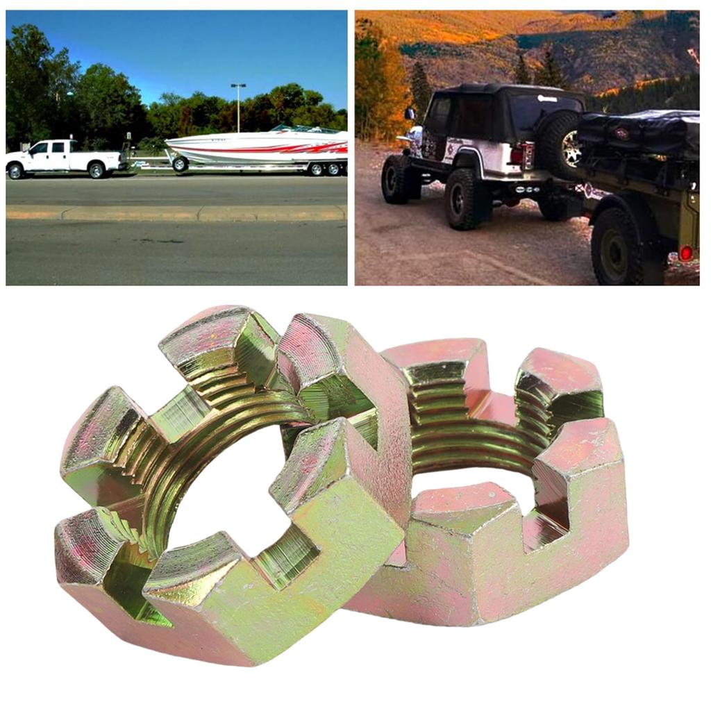 2 Sets Trailer Nut Kit with 1in Shaft Spindle Nuts 1in Washer 2.2in   Cotter Pins Galvanized for 1in Shaft Spindle