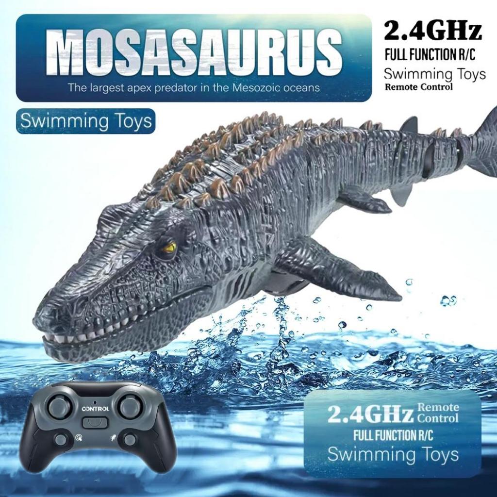 New Children's Remote Control Dinosaur Mosasaur Diving Toy Rc Boat with Light Spray Suitable for Swimming Pool Lake Bathroom Bathing Toy Gift