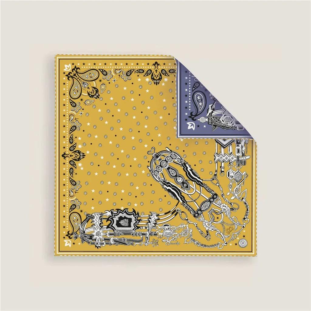 2025 New Two-sided Fashion Elegent Shawl Square Scarf For Women Twill Print Headband Hijab Neckerchief Female Head Wraps Bandana