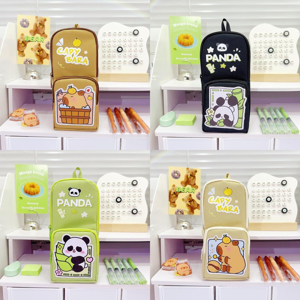 Cartoon Panda Pencil Case With Large Capacity For Students Durable Oxford Material