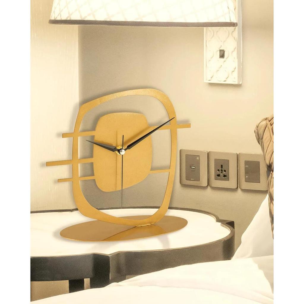 MUYIKA Maceire Antiqued Metal Decorative Table Clock 24x22cm, 3 Different Colors, Home Decoration, Table and Desk Clock, Stylish Clock for Home