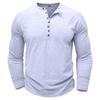 Mens 100 Cotton Slub Long Sleeve Henley Casual T Shirt