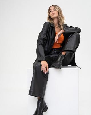 Черные кожаные ботинки на меху со швом ISSA Plus