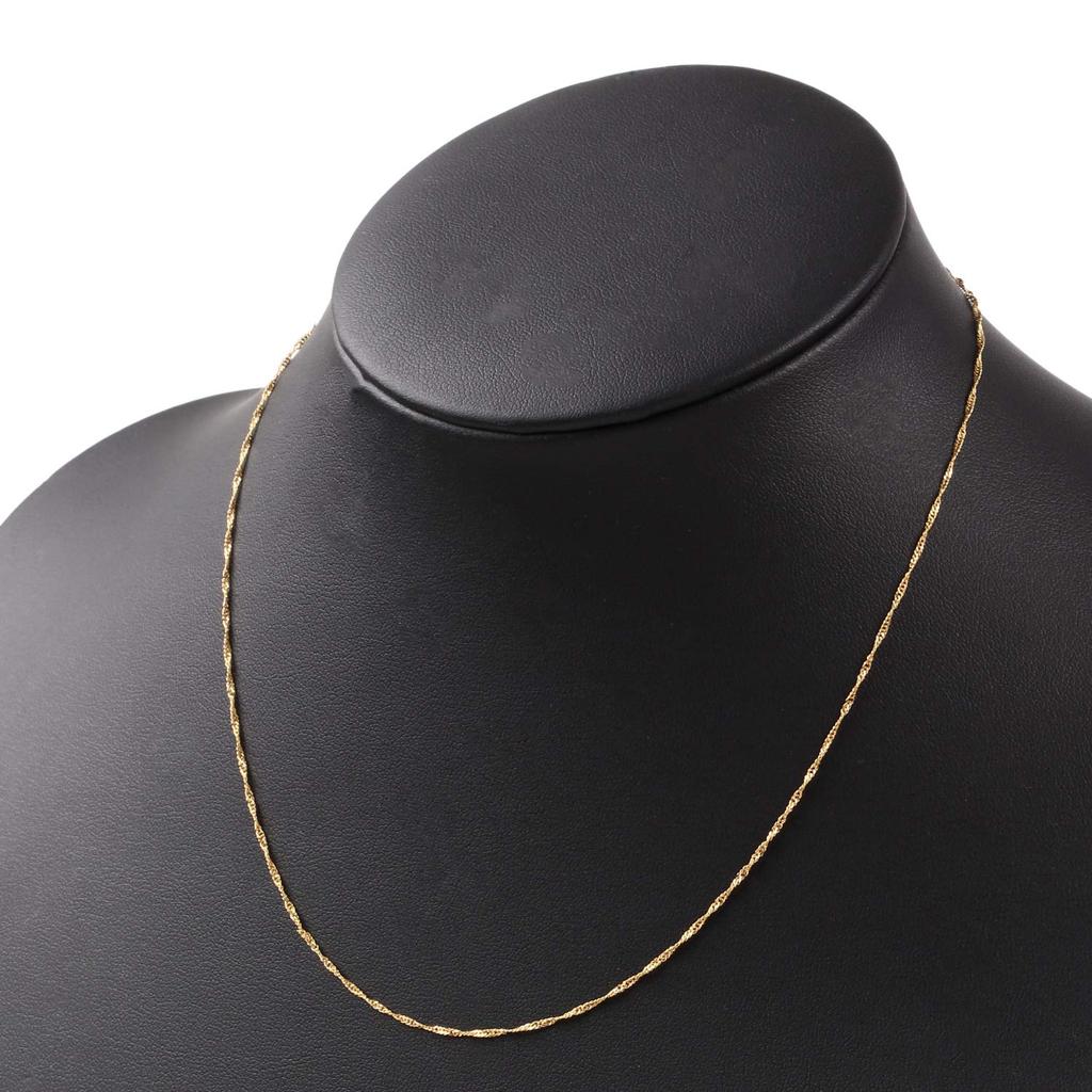 Ожерелье из золота 24 карат, винтовая цепь K24, сделано в Японии, чистое золото, штамп сертификации, кольцо для вытягивания 42 см [Fairy Kallet] 1,7 г