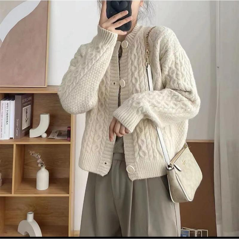 Свободный топ с перекрутом под горло, женский, новый вязаный кардиган-жакет на весну, осень и зиму