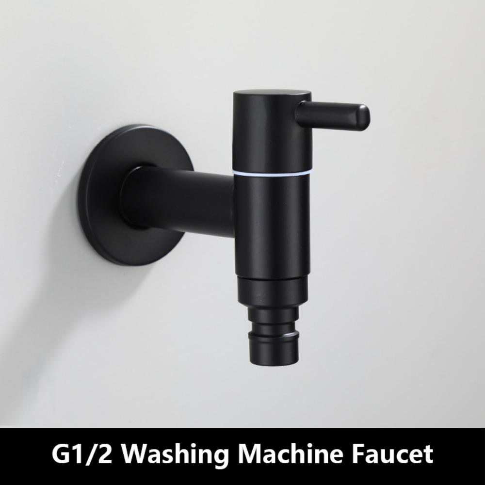 304 Stainless Steel Washing Machine Faucet Anti Splash Matte Black Mop Washing Tap Wall Mounted Multi Functional