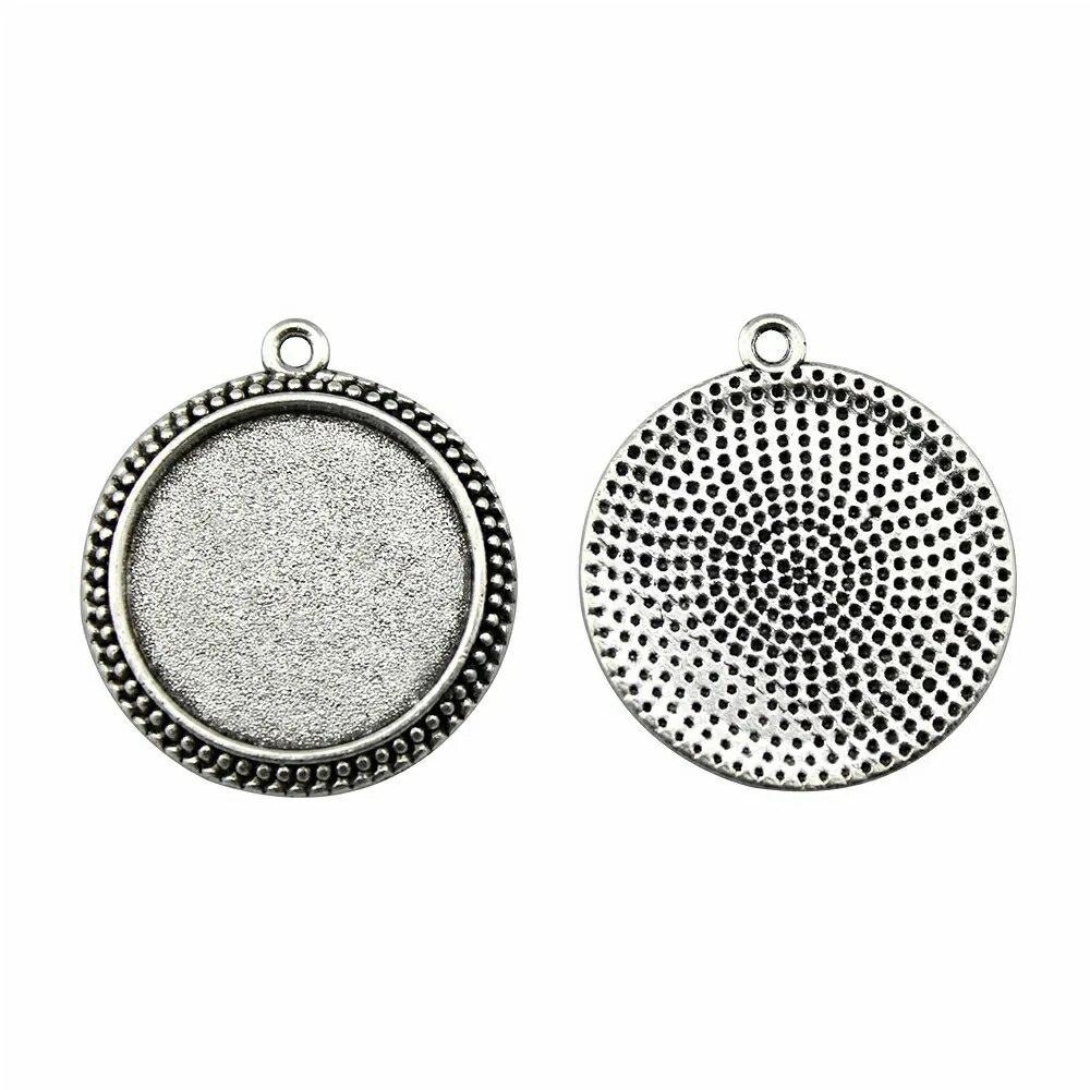 Подходит для круглого стеклянного кабошона 25 мм, поднос для установки, античное серебро, цветные компоненты, украшение ручной работы для изготовления ювелирных изделий
