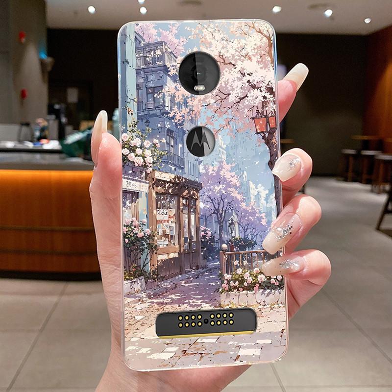 Для Motorola Moto Z4 Play Мягкий Силиконовый TPU Прозрачный Чехол Элегантный Расписной Корпус Полевой Цветок Защита от Царапин Чехол Для Moto Z4 Play