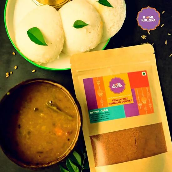 Home Kouzina Travancore Sambhar Powder - 100G | Authentic South Indian Spice Blend for Traditional Sambhar| No Artificial Additives
