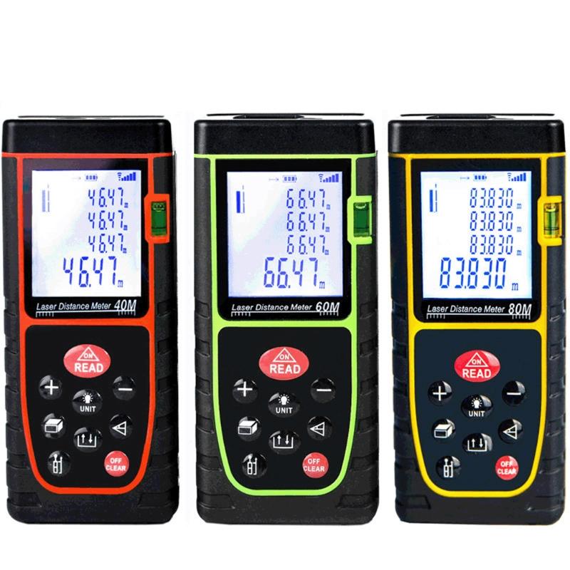 40/60/80/100m  Infrared Distance Meter Rangefinder Real-time Measurement ±3mm Accuracy Waterproof Handheld Measure