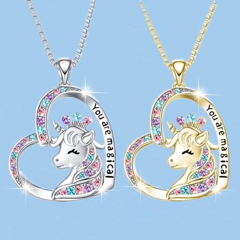 Изысканное модное ожерелье Love Unicorn с подвеской Crystal Unicorn для женщин, украшения в виде животных, подарок на годовщину свадьбы