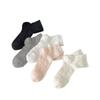 Women's Hollowed-out Thin Short Socks Summer Ballet-style Boneless Mid-calf Socks Breathable Solid Color Mesh Socks for Women