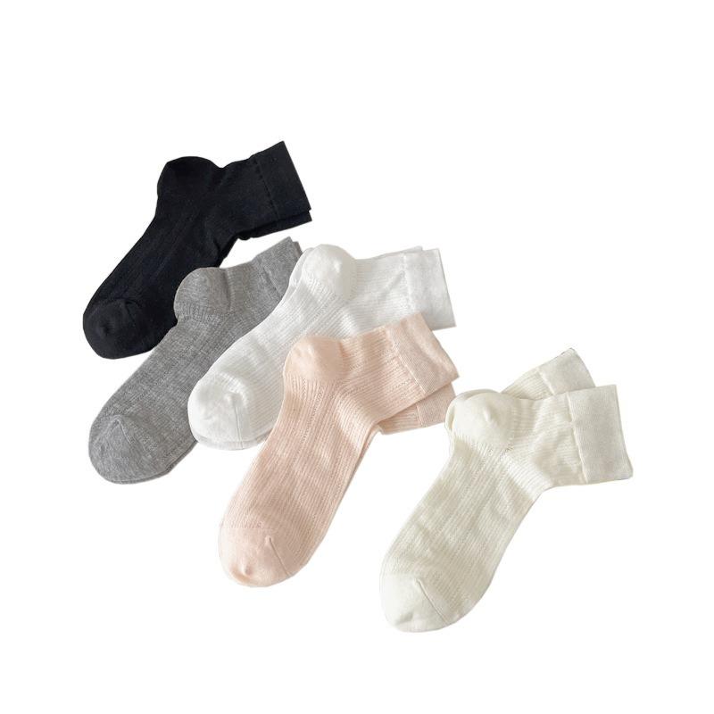 Women's Hollowed-out Thin Short Socks Summer Ballet-style Boneless Mid-calf Socks Breathable Solid Color Mesh Socks for Women
