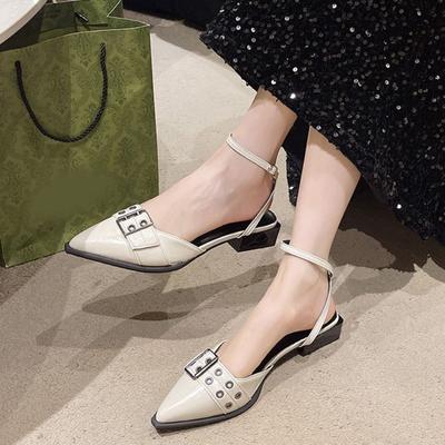 Босоножки на низком каблуке в стиле ретро для женщин, летние босоножки в стиле панк, остроносые туфли на толстом каблуке Мэри Джейн