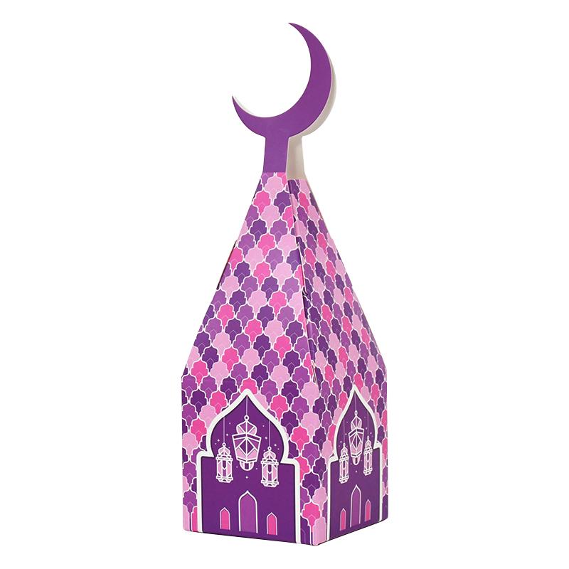 6Pcs Eid Mubarak Candy Box Moon Lantern Gift Cookie Packaging Boxes Bags Ramadan Kareem Decor Muslim Islamic Party Supplies 2024