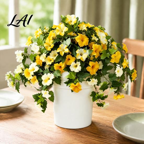 Maintenance Free Floral Arrangements Artificial Petunia Flowers for Outdoors Fake Outdoor Planters UV Resistant Petunias Weatherproof Flower