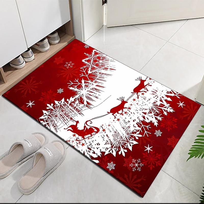 Christmas reindeer Printed Carpet, for Office Chair Living Room Bedroom Kitchen Room Decor Gifts.