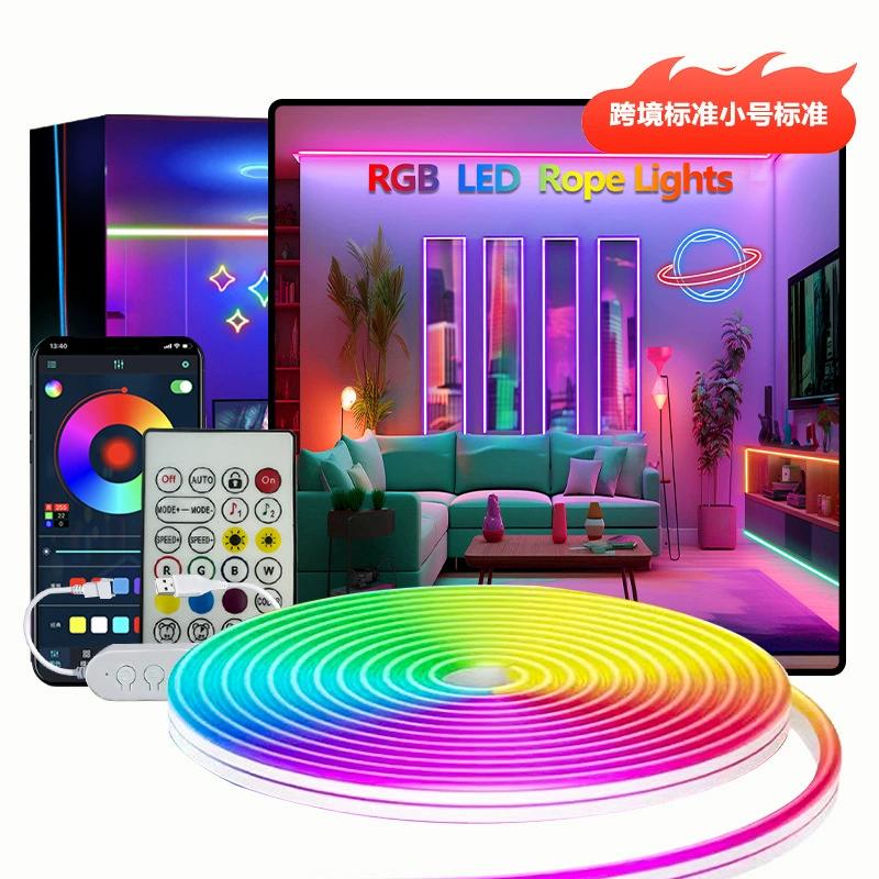 Tira de luces LED RGB flexible con control por Bluetooth y sincronización musical para decoración
