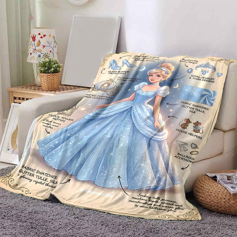 1pc Cinderellas Ball Gown Flannel Blanket Soft Warm Throw Blanket for Bedroom Living Room Bed Travel Camping Picnic Gift. M07220150