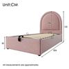 Односпальная кровать - MUVOE - 90 x 200 см - Розовая - Велюр - С гидравлическим подъемным механизмом для хранения
