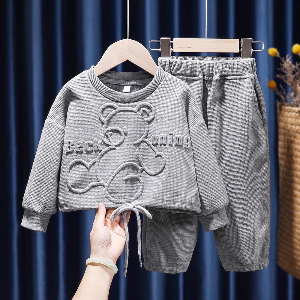 Осенняя детская одежда для девочек, повседневный спортивный костюм, комплекты с длинными рукавами и мультяшными медведями, детская одежда, детские брюки